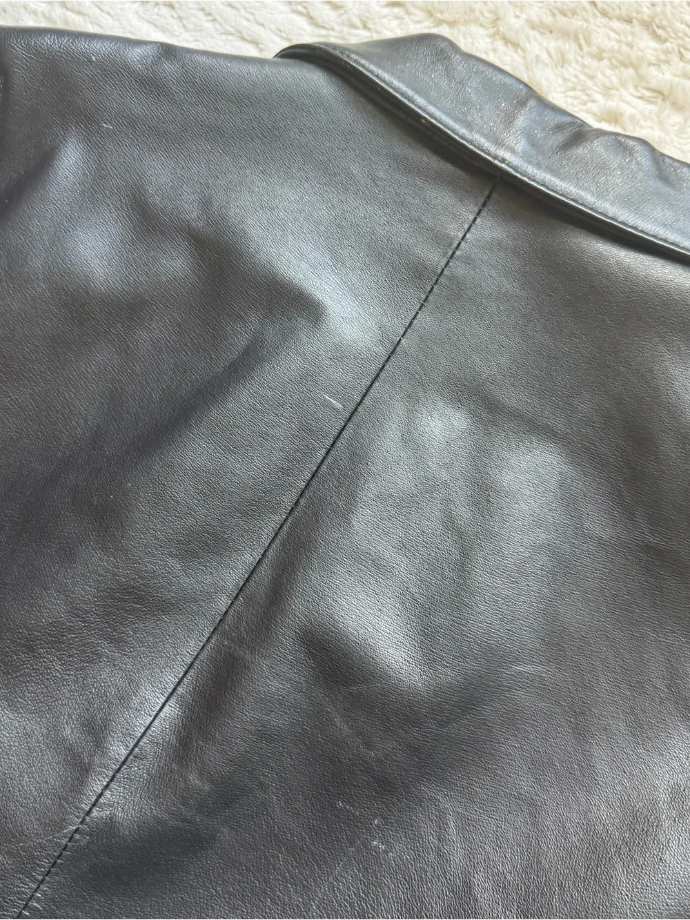 Vintage J Ferrar Leather Blazer Jacket Mens L Black Y2K 90s Minimalist Old Money